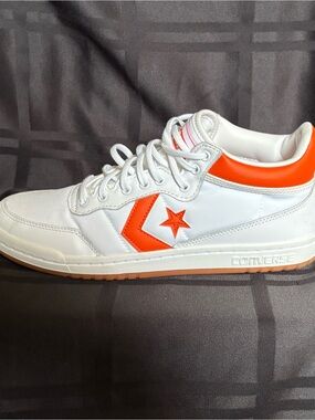 Converse Fastbreak Pro Leather Mid Sneakers Men's 8.5/Women's 10 White & Orange